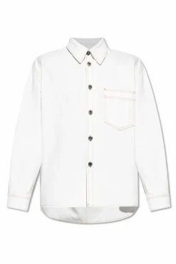 Givenchy BIAŁY Jeansowa koszula z przeszyciami