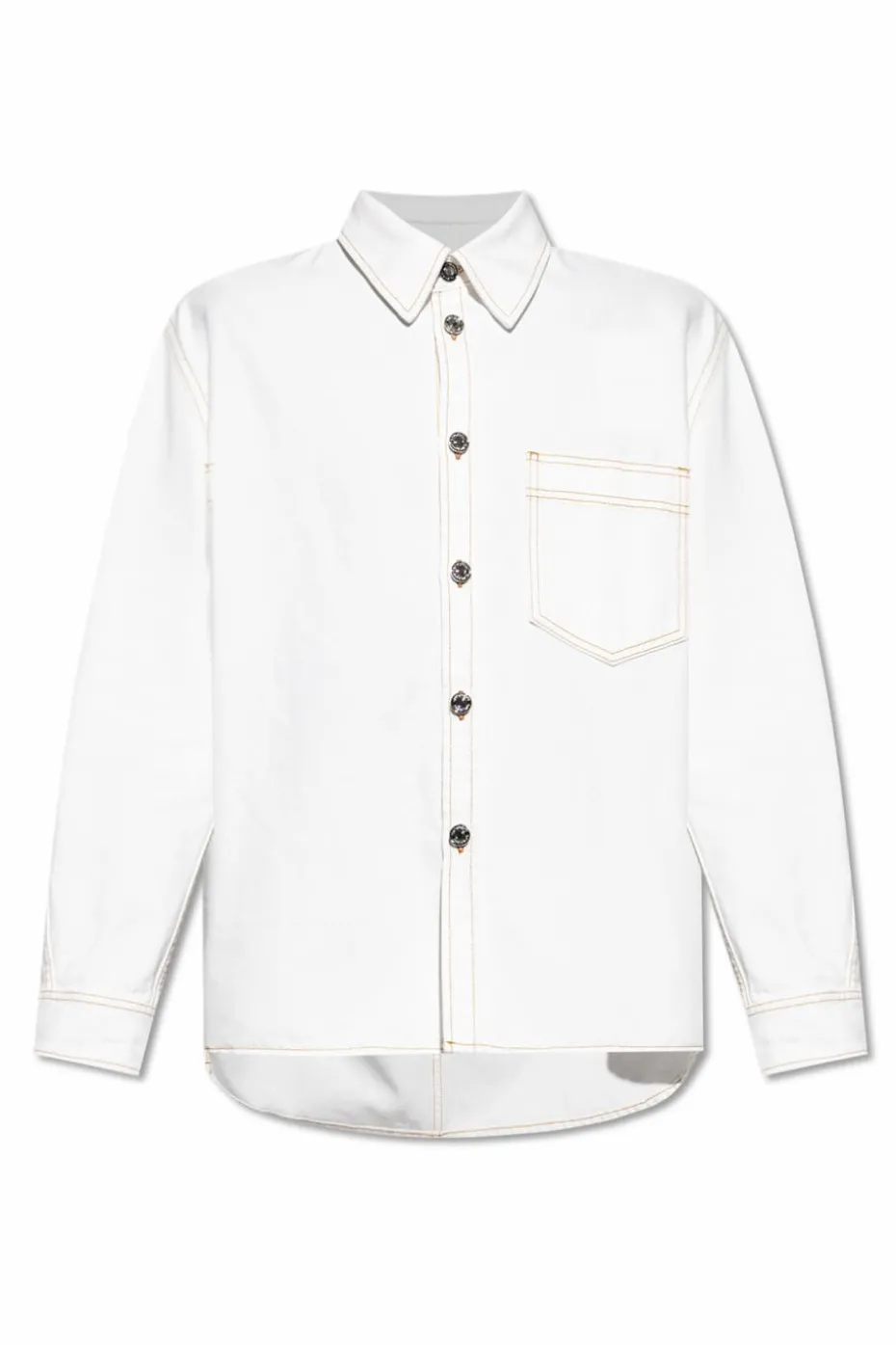 Givenchy BIAŁY Jeansowa koszula z przeszyciami
