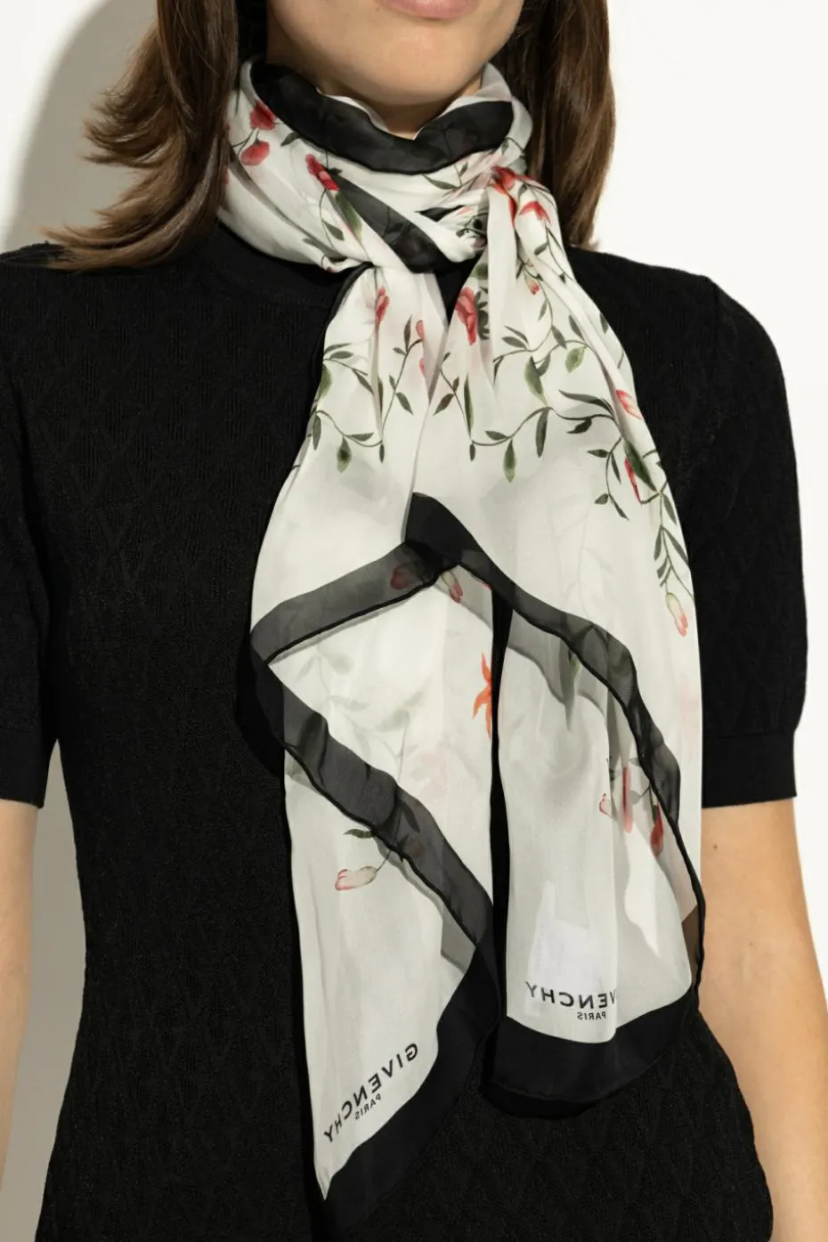 Givenchy BIAŁY Jedwabny szal