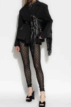 Givenchy CZARNY Leginsy z monogramem o aksamitnym wykończeniu