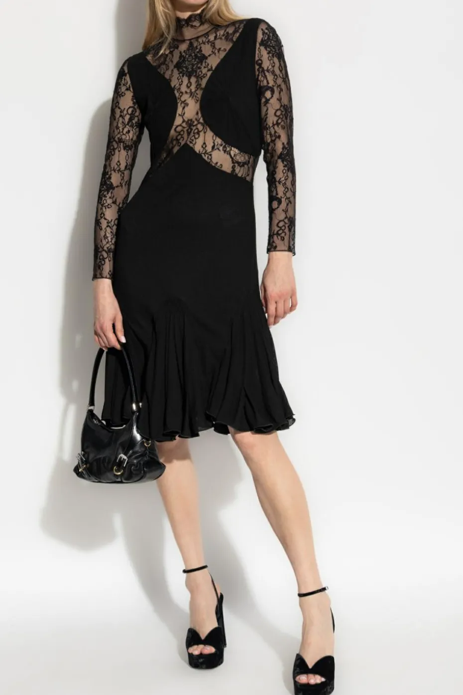 Givenchy CZARNY Sukienka z koronkowymi wstawkami