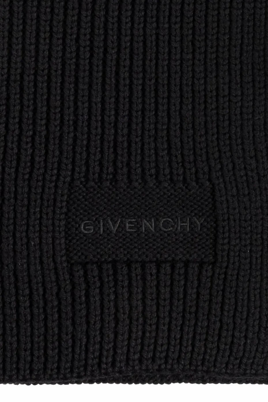 Givenchy CZARNY Szal z wyszytym logo