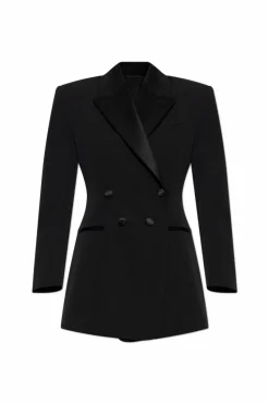 Givenchy CZARNY Taliowana dwurzędowa marynarka