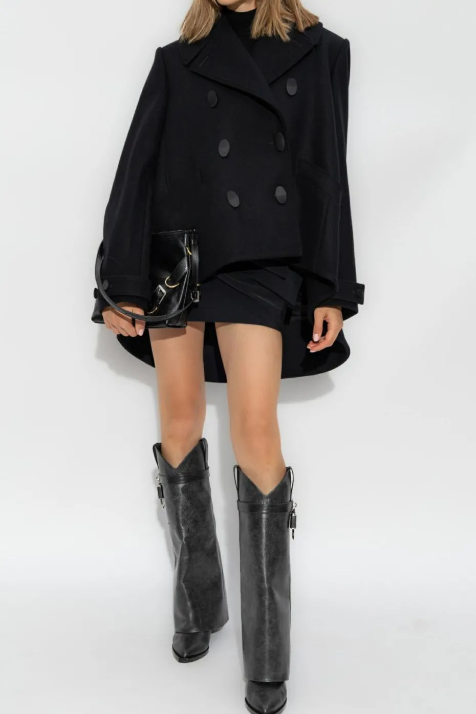 Givenchy CZARNY Wełniany płaszcz