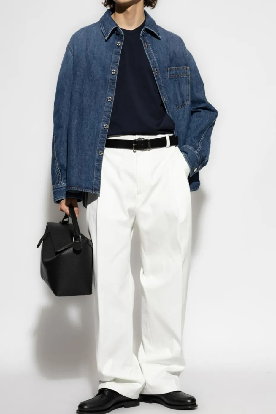 Givenchy GRANATOWY Jeansowa koszula z kieszenią
