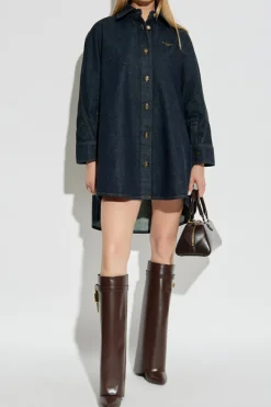 Givenchy GRANATOWY Jeansowa koszula typu `oversize`