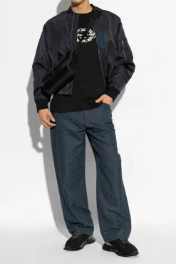 Givenchy GRANATOWY Jeansy z monogramem