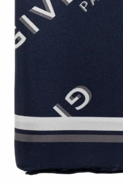 Givenchy GRANATOWY Jedwabna chusta z monogramem