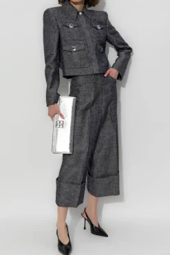 Givenchy GRANATOWY Kurtka z kieszeniami