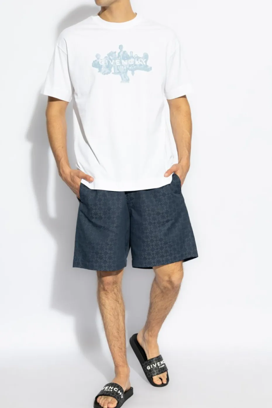 Givenchy GRANATOWY Szorty ze wzorem z logo
