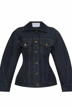 Givenchy GRANATOWY Taliowana jeansowa kurtka