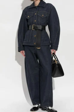 Givenchy GRANATOWY Taliowana jeansowa kurtka