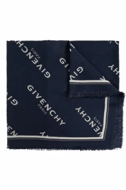 Givenchy GRANATOWY Wełniany szal