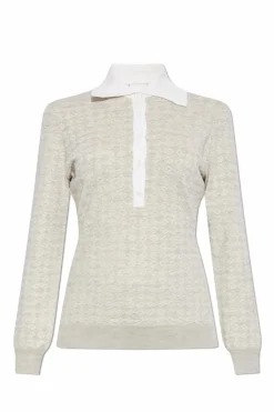 Givenchy SZARY Sweter z kołnierzem polo