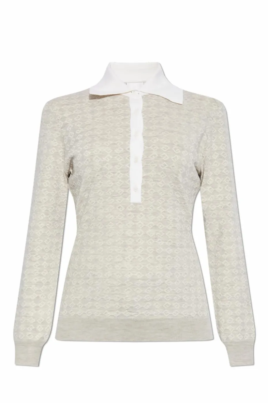 Givenchy SZARY Sweter z kołnierzem polo