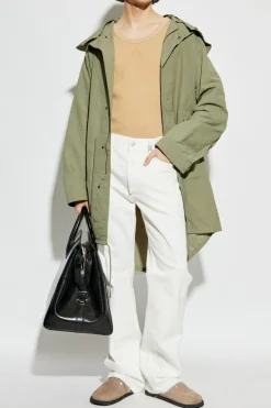 Givenchy ZIELONY Parka o z odpinanym kapturem