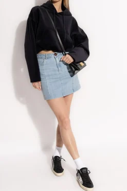 Golden Goose GRANATOWY Aksamitna bluza z kapturem