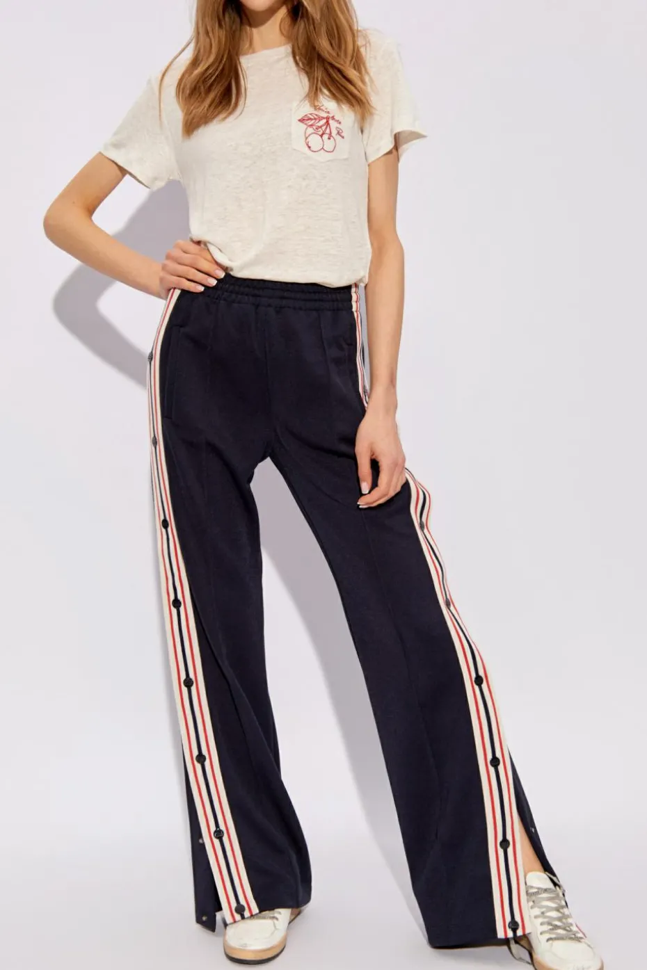 Golden Goose GRANATOWY Spodnie dresowe z lampasami