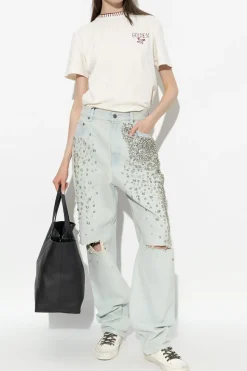 Golden Goose jasnoniebieski Jeansy z połyskującymi aplikacjami