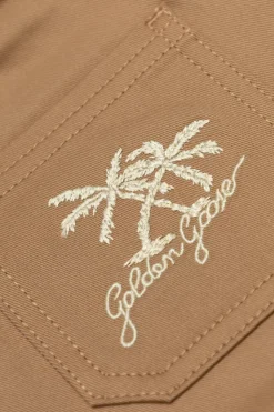 Golden Goose Kids beżowy Szorty z wyszytym logo