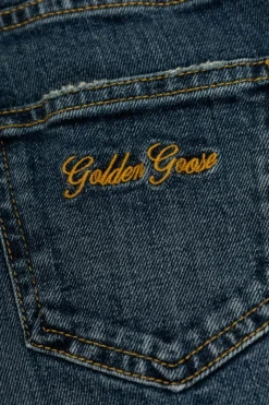 Golden Goose Kids GRANATOWY Jeansy z logo