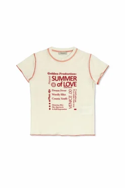 Golden Goose Kids kremowy T-shirt z nadrukiem