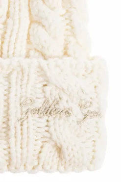 Golden Goose Kids kremowy Wełniana czapka z pomponem