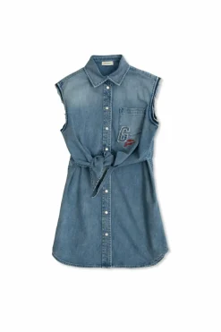 Golden Goose Kids NIEBIESKI Jeansowa sukienka z efektem `vintage`