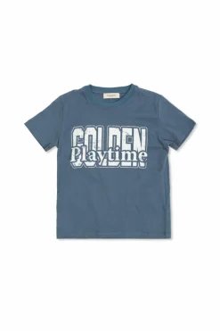 Golden Goose Kids NIEBIESKI T-shirt z nadrukiem