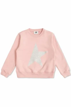 Golden Goose Kids RÓŻOWY Bluza z logo wykończonym połyskującym brokatem