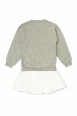 Golden Goose Kids SZARY Sukienka z wyszywanym logo