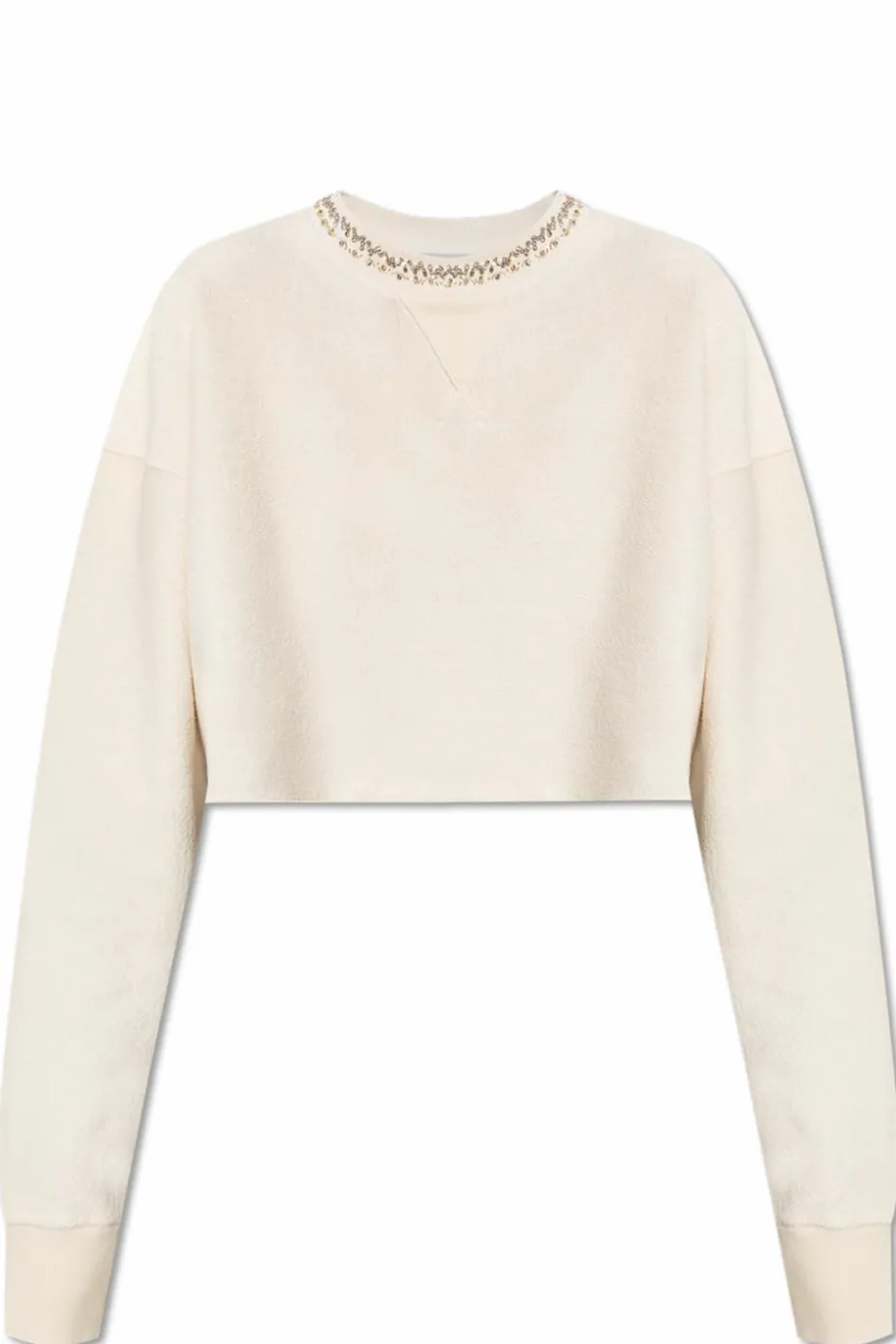 Golden Goose kremowy Krótka bluza z aplikacjami