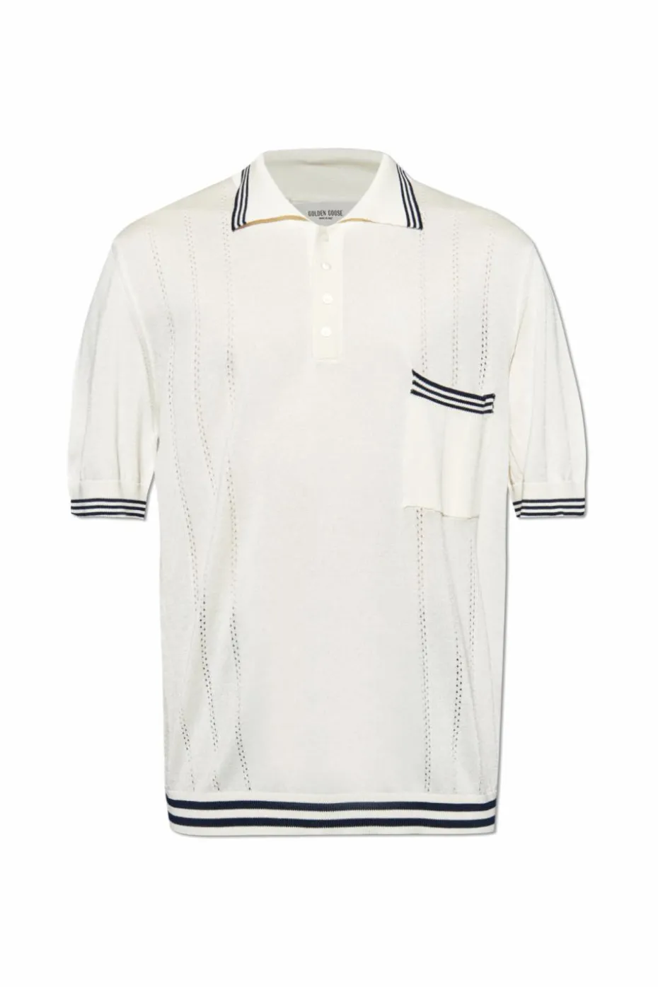 Golden Goose kremowy Polo z paskami