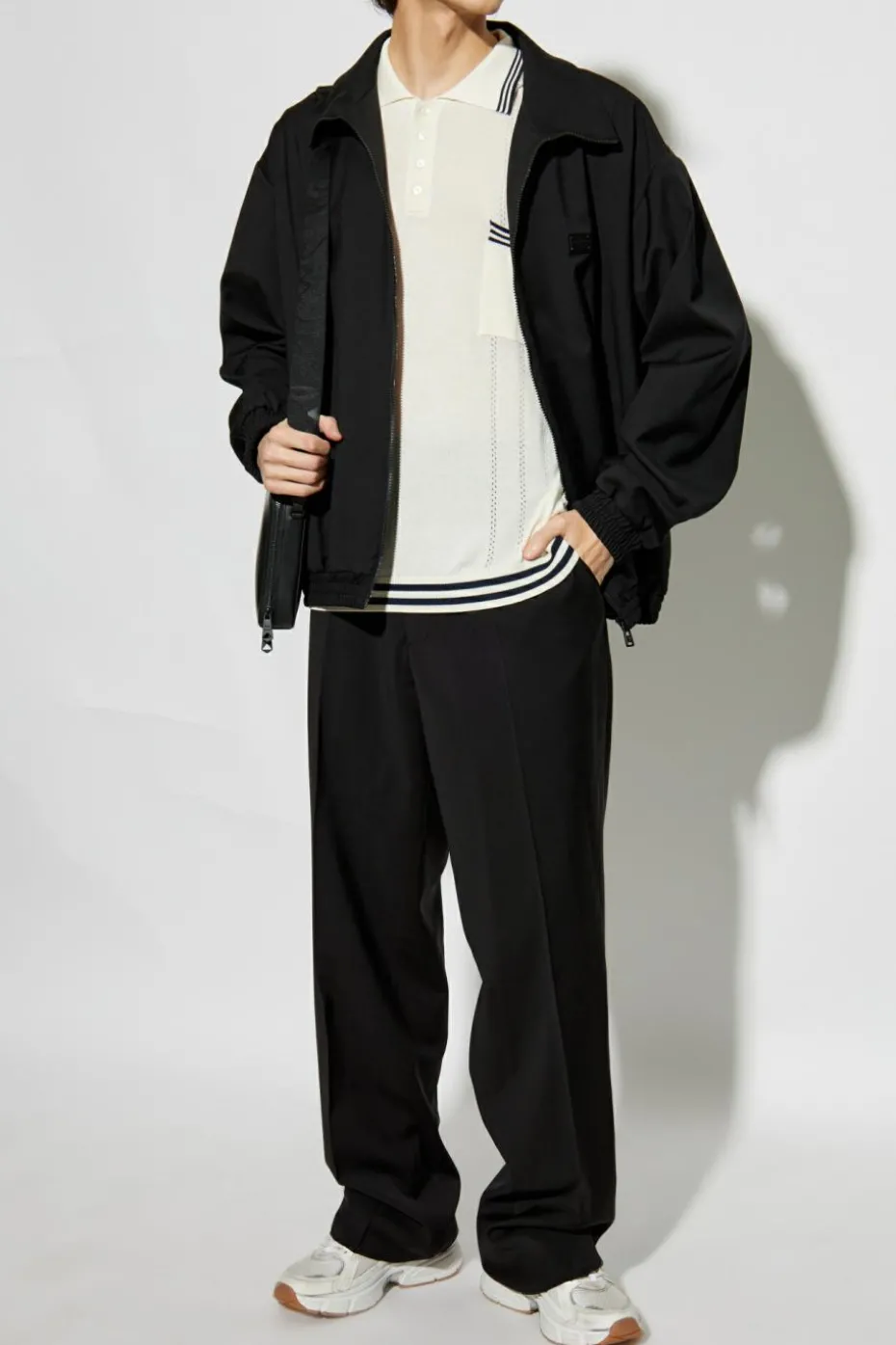 Golden Goose kremowy Polo z paskami
