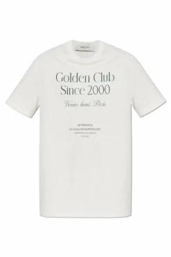 Golden Goose kremowy T-shirt z nadrukiem