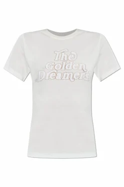 Golden Goose kremowy T-shirt z logo