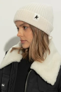 Golden Goose kremowy Wełniana czapka z logo