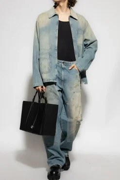 Golden Goose NIEBIESKI Jeansowa kurtka z efektem `vintage`