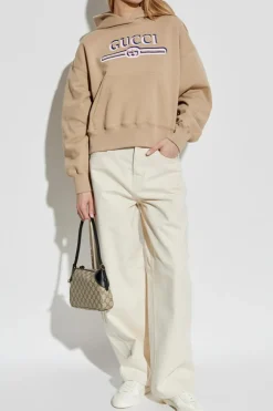 Gucci beżowy Bluza z nadrukowanym logo