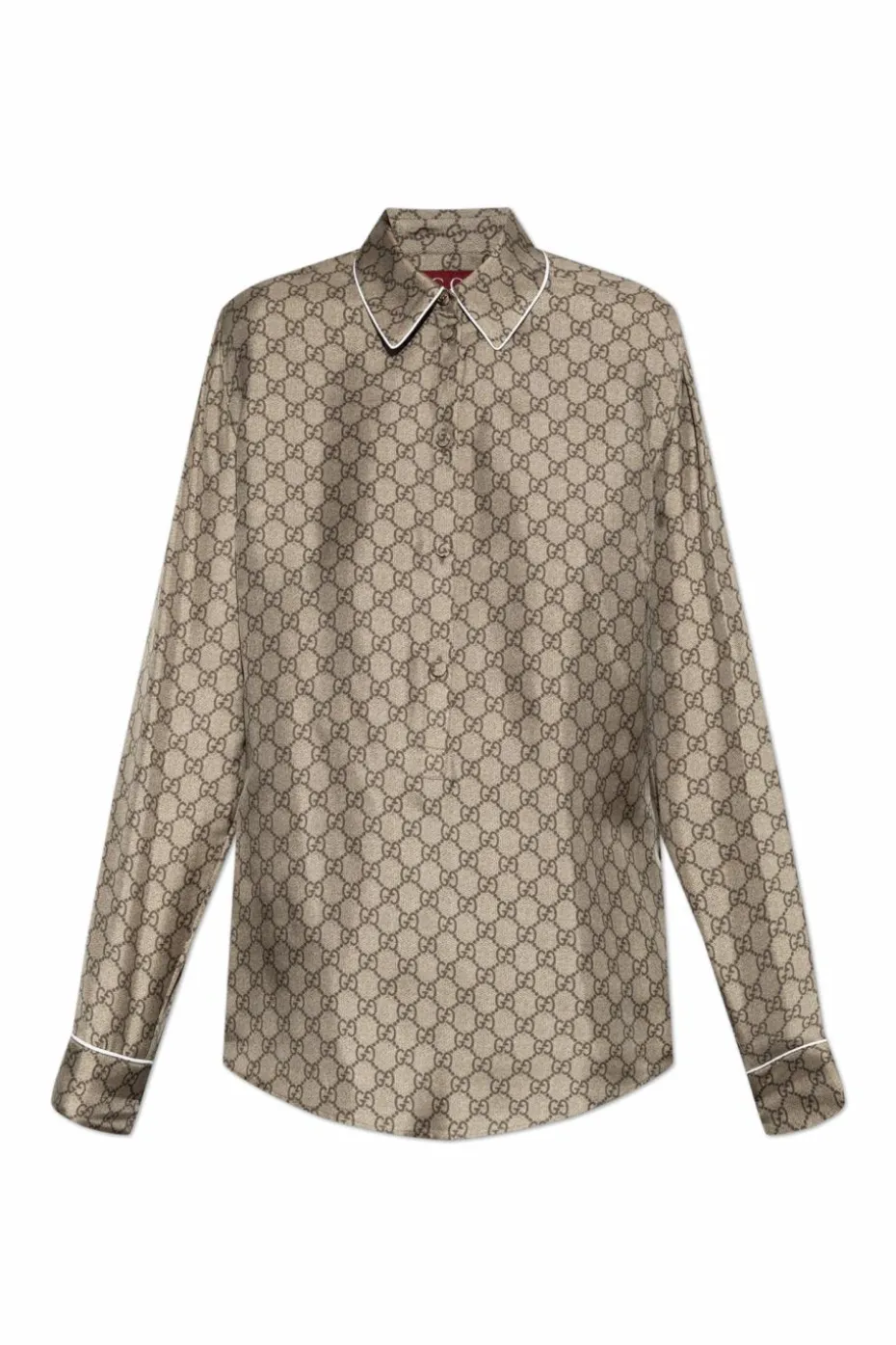 Gucci beżowy Jedwabna koszula ze wzorem `GG`