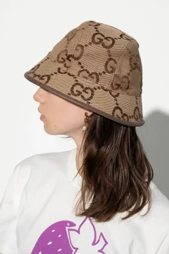 Gucci beżowy Kapelusz z płótna ‘GG Supreme’