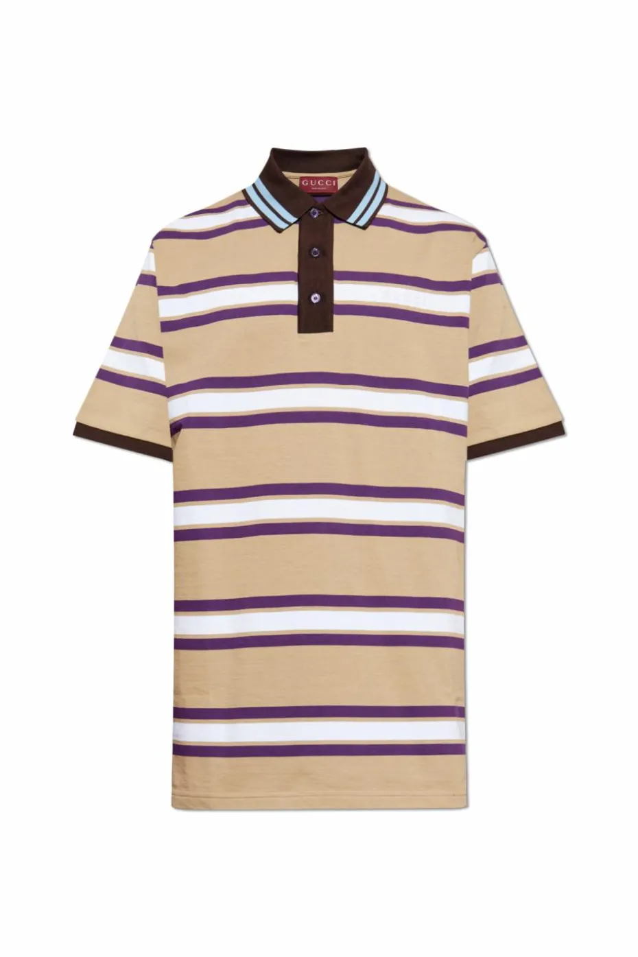 Gucci beżowy Polo ze wzorem w pasy