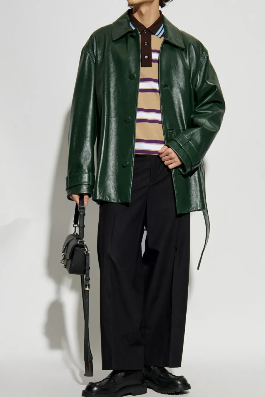 Gucci beżowy Polo ze wzorem w pasy