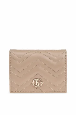 Gucci beżowy Skórzany portfel `GG Marmont Mini`