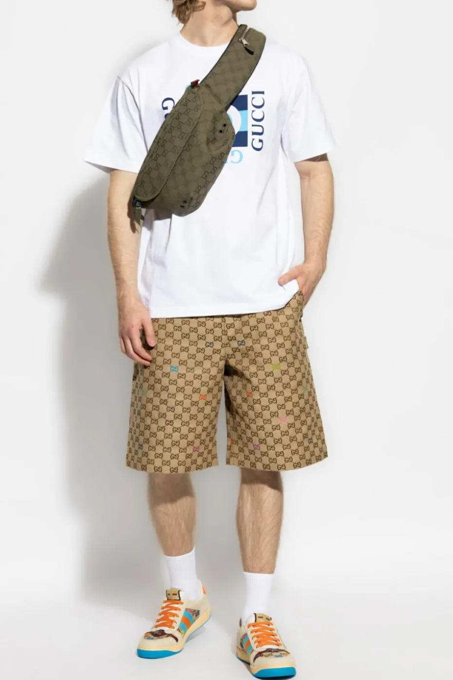 Gucci beżowy Szorty ze wzorem `GG`