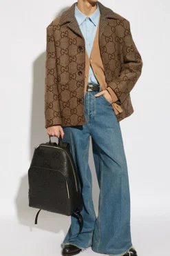 Gucci beżowy Wełniany krótki płaszcz