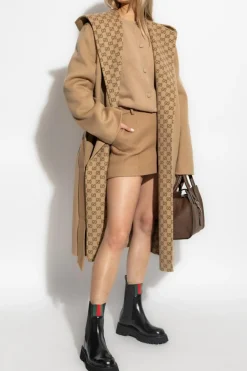 Gucci beżowy Wełniany płaszcz