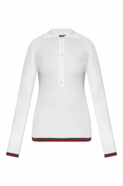 Gucci BIAŁY Polo z długimi rękawami