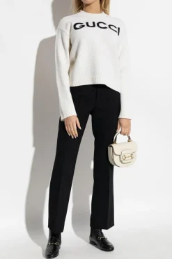 Gucci BIAŁY Sweter z wyszytym logo