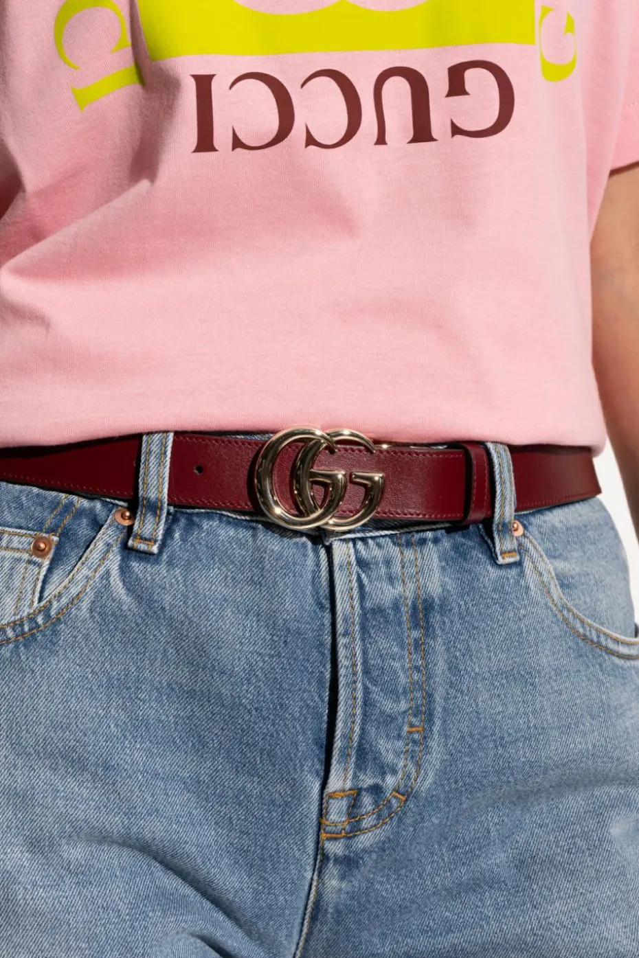 Gucci BORDO Dwustronny pasek